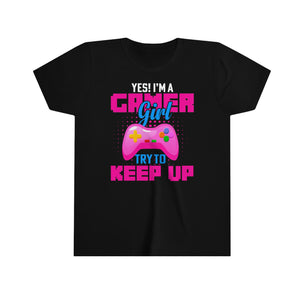 Yes I'm A Gamer Girl Youth Girls Retro T-shirt