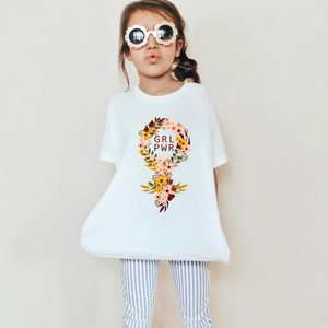 GRL PWR Floral Girls Retro T-shirt