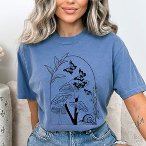 Mushroom Butterflies Stencil Women’s T-shirt