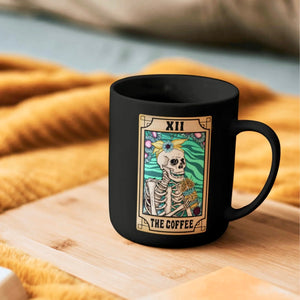 The Coffee Tarot Black Mug, 15oz