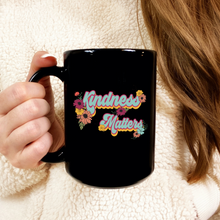 Load image into Gallery viewer, Kindness Matters Retro Black Mug, 15oz
