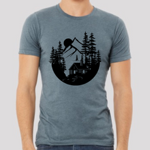 Load image into Gallery viewer, Cabin in The Woods Sketch Men&#39;s Short Sleeve Graphic Tee
