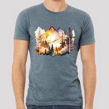 Load image into Gallery viewer, Watercolor Mountains Men&#39;s Short Sleeve Graphic Tee
